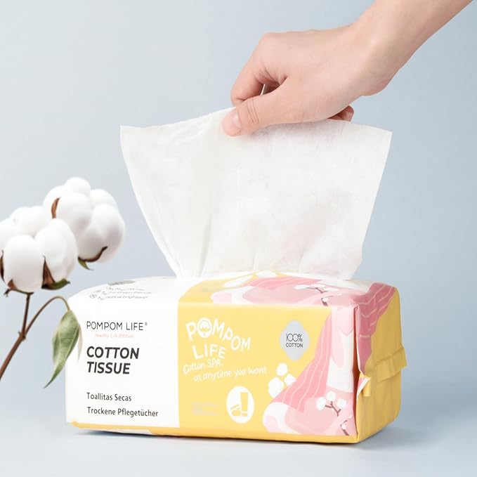 Disposable Face Towel 100 Count, 7.9"X7.9"Clean Face Towelettes for Washing Face, 100% Cotton Soft Dry Wipe, Biodegradable Face Towels & Facial Tissuel Travel Size for Cleaning,Makeup Removal