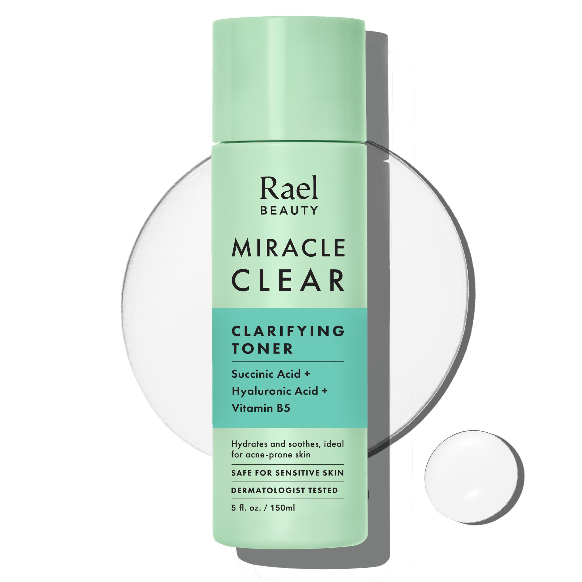 Rael Miracle Clear Toner for Face with Succinic Acid & Vitamin B5 (5.1 oz)