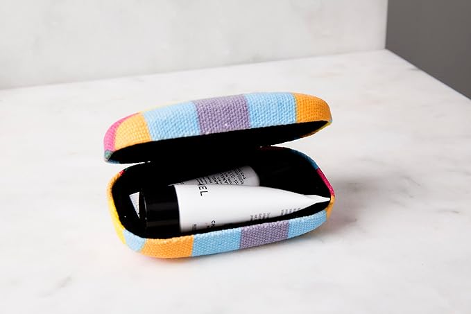 Kikkerland Multi Color Plaid Print Small Travel Portable Compact Organizer Case Container for Earbuds, Jewelry, Loose Change