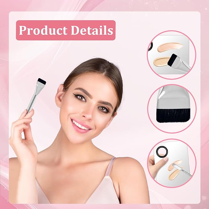 JDBZYDM 3 Pcs Make Up Spatula Tool including Cosmetic Makeup Mixing Palette Flat Foundation Brush Foundation Makeup Plate for Nail Art Eye Shadow Facial Cosmetic Pigment Blending