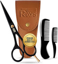 5'' Beard Scissors for Men- German Mustache Scissors with Beard & Mustache Comb- Beard Trimming Scissors with Travel Pouch- Mustache Grooming kit for Men Facial Hair Styling-Mustache Trimmer.
