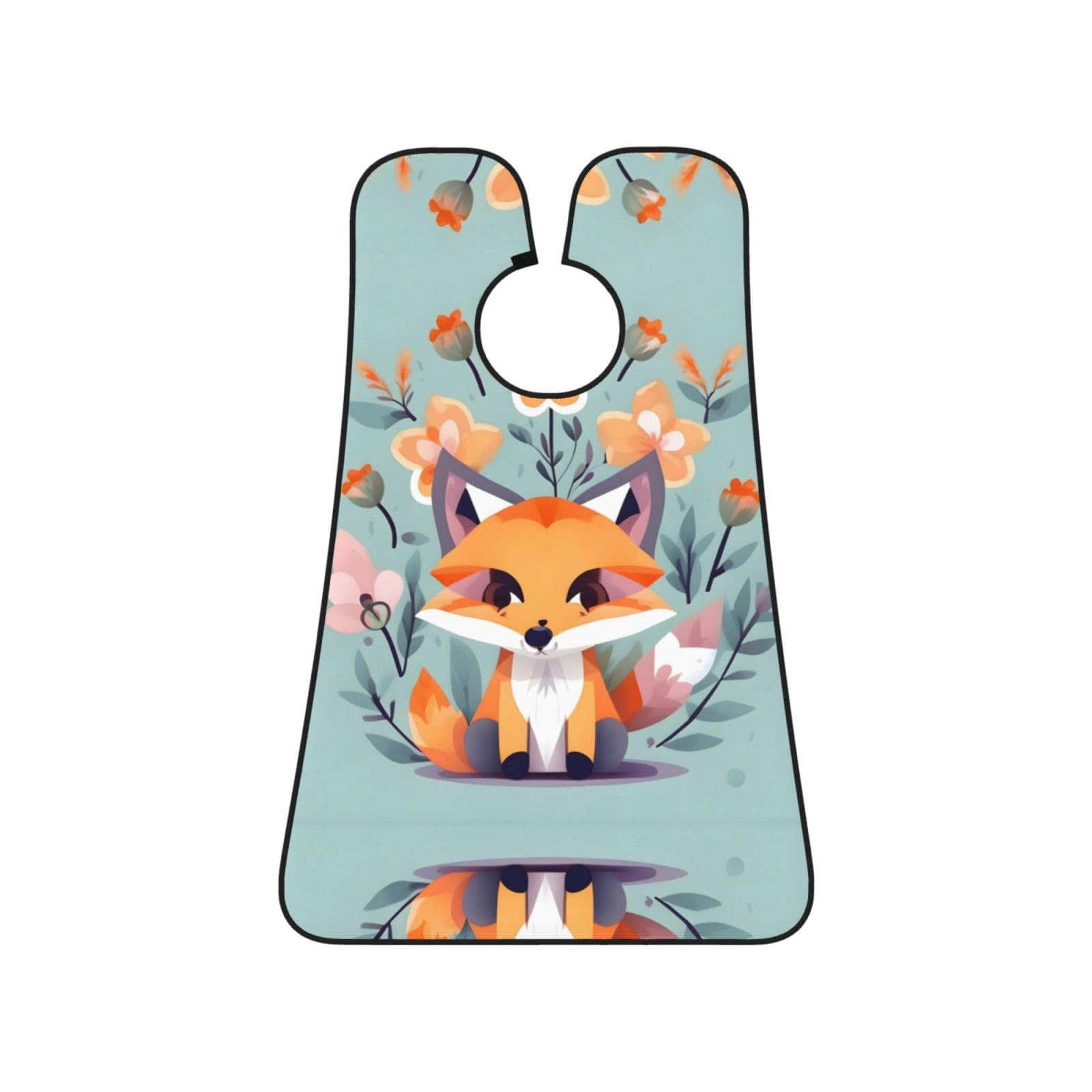 YQxwJL Cute Animal Fox Flowers Print Beard Bib Shaving Apron, Beard Hair Trimming Cape Gift For Dad