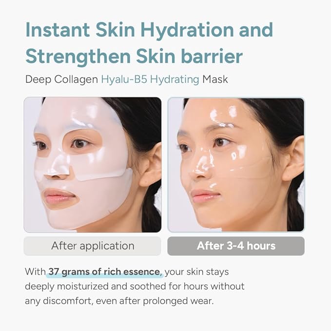 SUNGBOON EDITOR Deep Collagen HyaluB5 Overnight mask, Real Collagen 2,160,000ppb & Panthenol, Glass Skin, Moisture, Firming for Dry Skin, Face Masks, Real TikTok Viral, Korean Skin Care, 37gx1ea