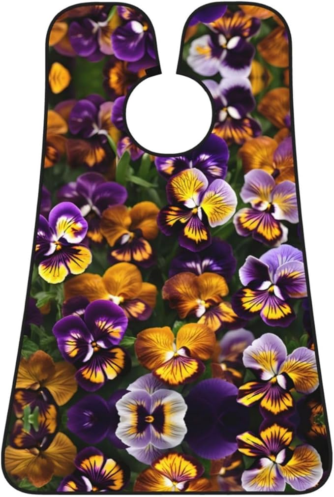 Pansy Perfection Print Beard Bib Shaving Apron, Beard Hair Trimming Cape Gift For Dad