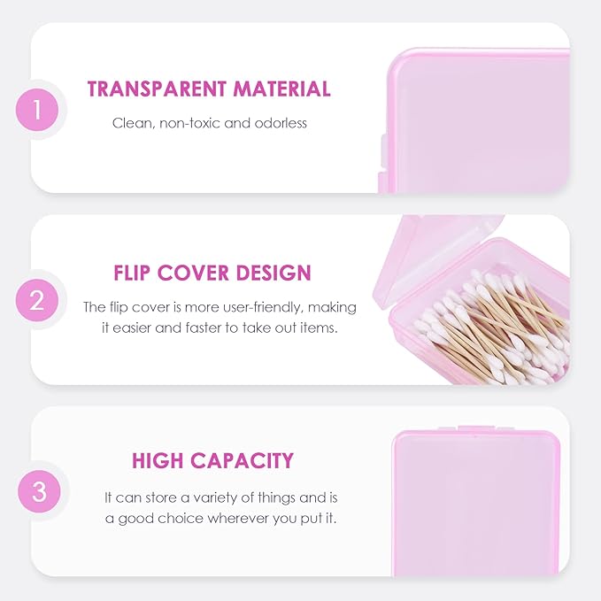 Adorila 3 Pack Travel Cotton Swab Qtip Holder, Portable Hair Tie Organizer with Lid, Flosser Dispenser, Lightweight Storage Organizer for Bathroom Vanity Countertop