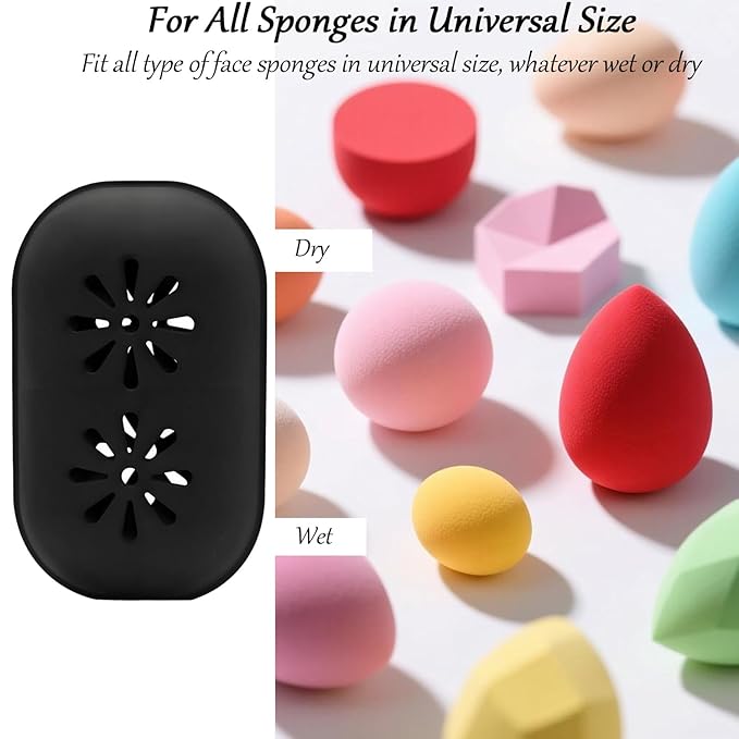 Eatra Large 2 in 1 Makeup Sponge Holder,Travel Make Up Sponges Organizer,Silicone Quick Drying Make Up Sponge Case, With Bonus Blender Sponges,Suitable for Business or Travel (Black)