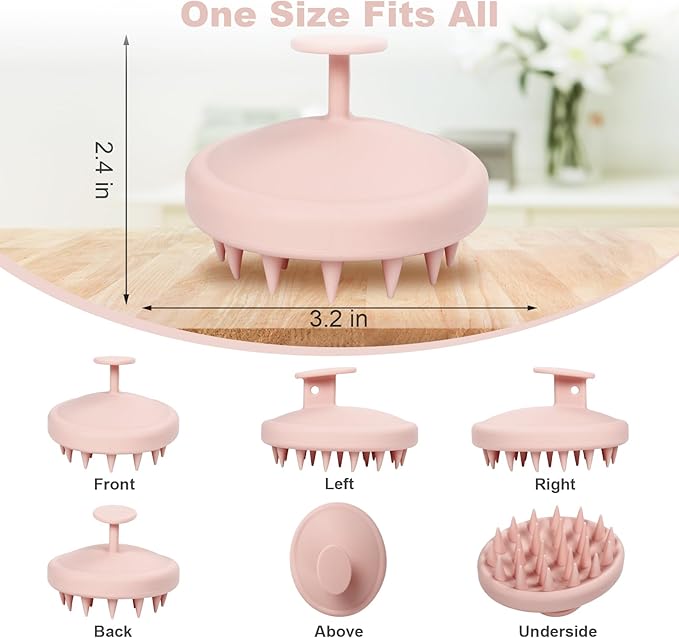 Meartchy Silicone Scalp Massager, Scalp Scrubber for Hair Growth with Soft Bristles, Scalp Exfoliator Brush Dandruff Removal Shampoo Brush for Wet Dry Scalp Care (Light Pink)