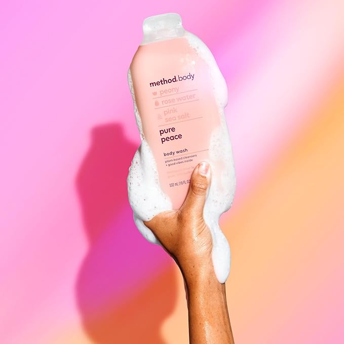 method Body Wash, Pure Peace - Leaves Skin Feeling Soft & Moisturized, Made Without Parabens, Notes of Peony, Rose Water & Pink Sea Salt, 18 fl oz