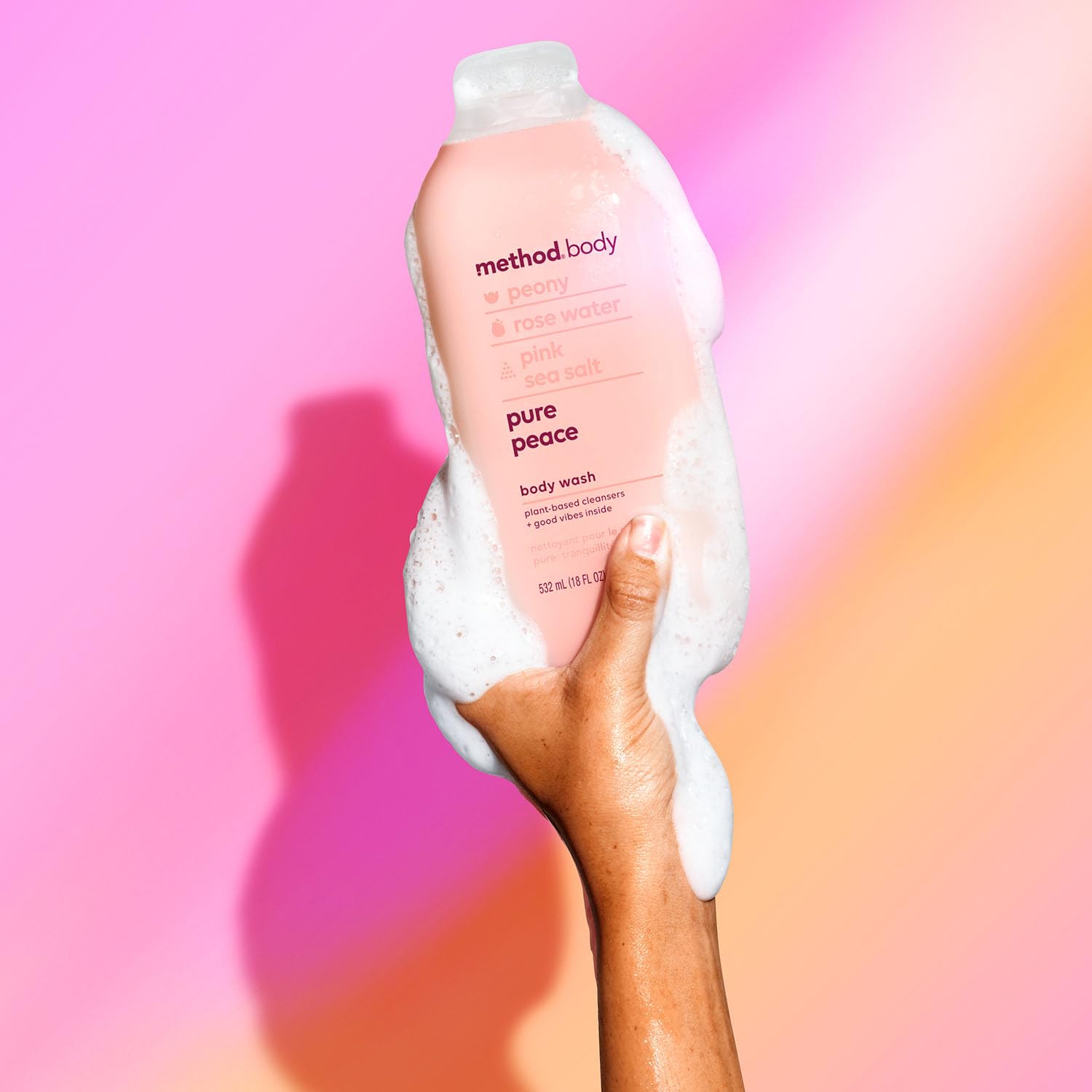 method Body Wash, Pure Peace - Leaves Skin Feeling Soft & Moisturized, Made Without Parabens, Notes of Peony, Rose Water & Pink Sea Salt, 18 fl oz