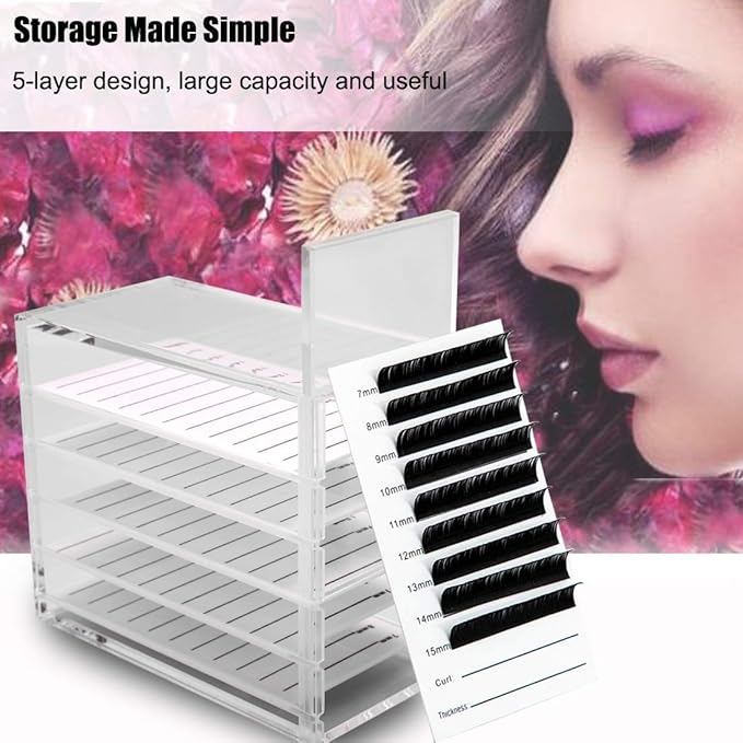 5 Layer Clear Acrylic Eyelash Storage Box False Eyelash Case Lash Display Organizer Grafting Eyelash Extension Tool