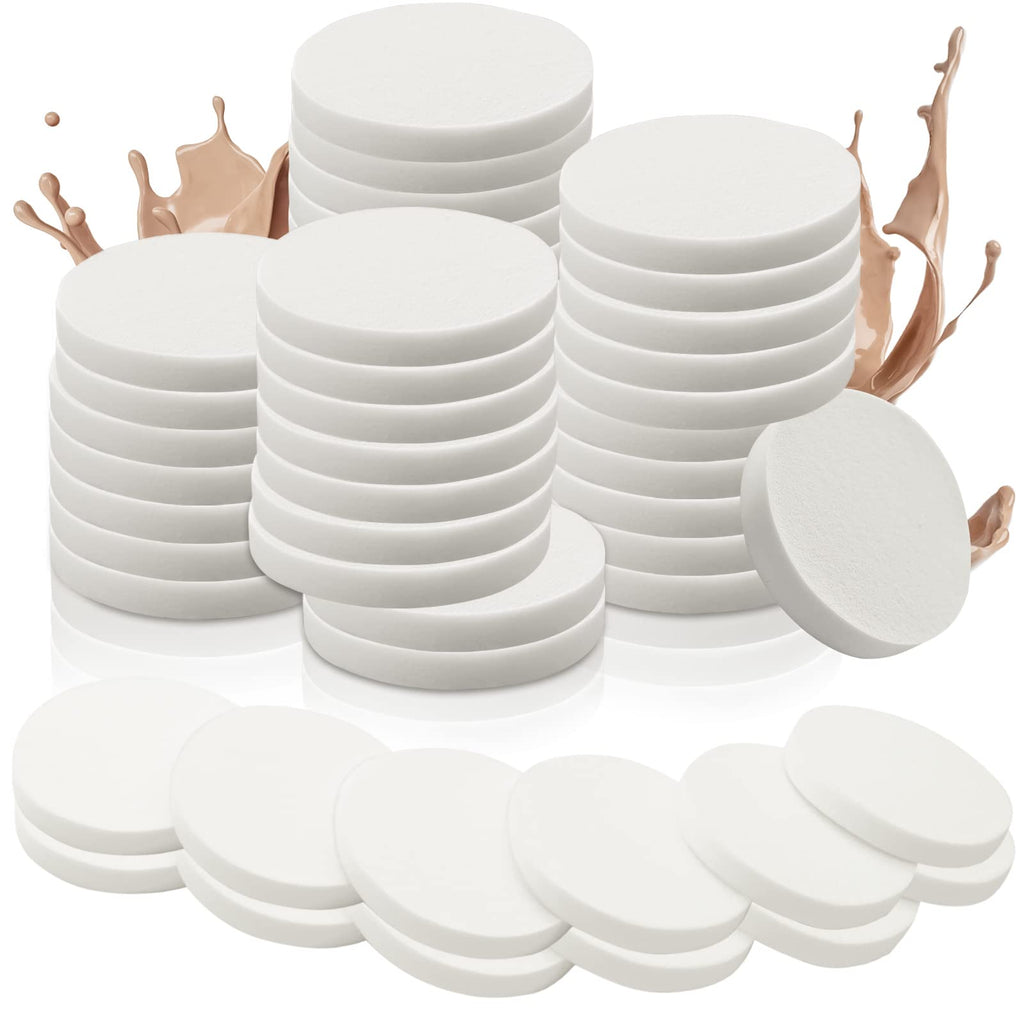 Vmiapxo 48 Pieces White Makeup Sponge, Round Cosmetic Foam Pad