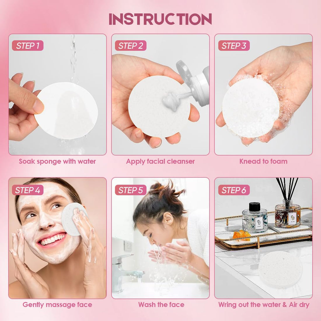 AIDEA Compressed Facial Sponges 96Count, Face Sponges for Cleansing, White