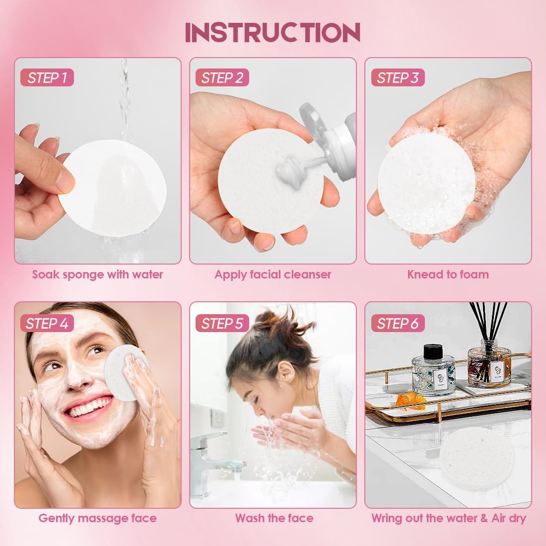 AIDEA Compressed Facial Sponges 96Count, Face Sponges for Cleansing, White