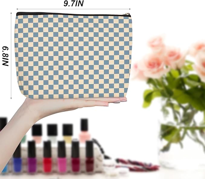 6 Pcs Checkered Makeup Bags Make up Bag Cosmetic Bags for Women Girls Sister Mom Teacher Graduation Christmas Birthday Travel Toiletry Bag Aesthetic Zipper Organizer Accessories, Cute Retro Plaid