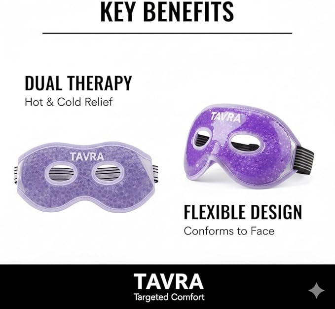 Gel Eye Mask – Hot & Cold Therapy Reusable Cooling Pad for Puffy Eyes, Migraines, Sinus Pressure & Dark Circles – Soothing Gel Bead Cold Pack (Purple)