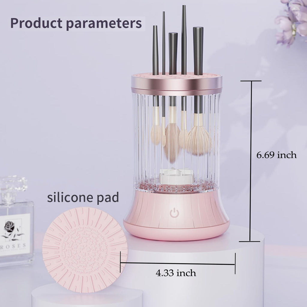 Makeup Brush Cleaner Machine, 2 in 1 Electric Makeup Brush Cleanser, Automatic Spinning Make Up Brush Cleaner Tools for Makeup Brush and Sponges for Women(Rechargeable）
