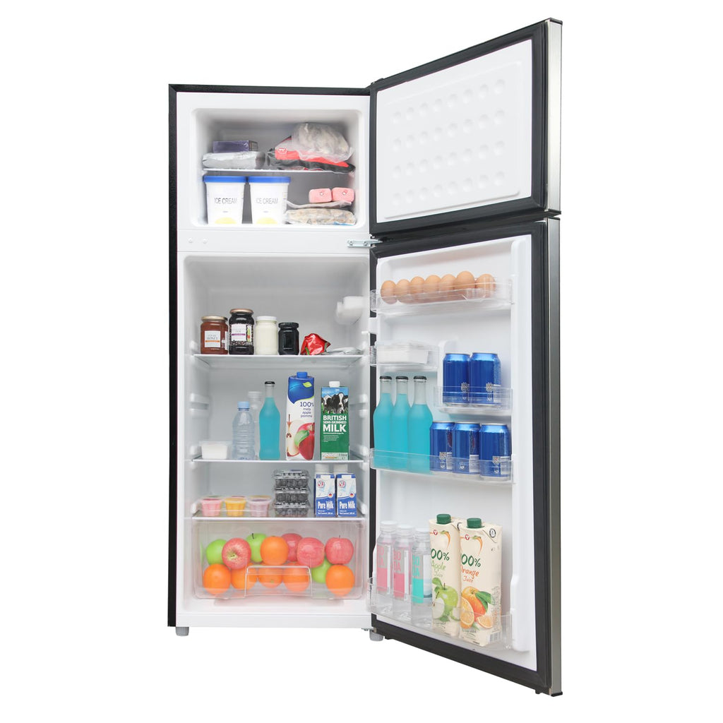 Frigidaire, 2 Door Apartment Size Refrigerator with Freezer, 7.5 cu ft, Adjustable Spill-Proof Shelves, Crisper Bins, Platinum Silver, Garage Ready