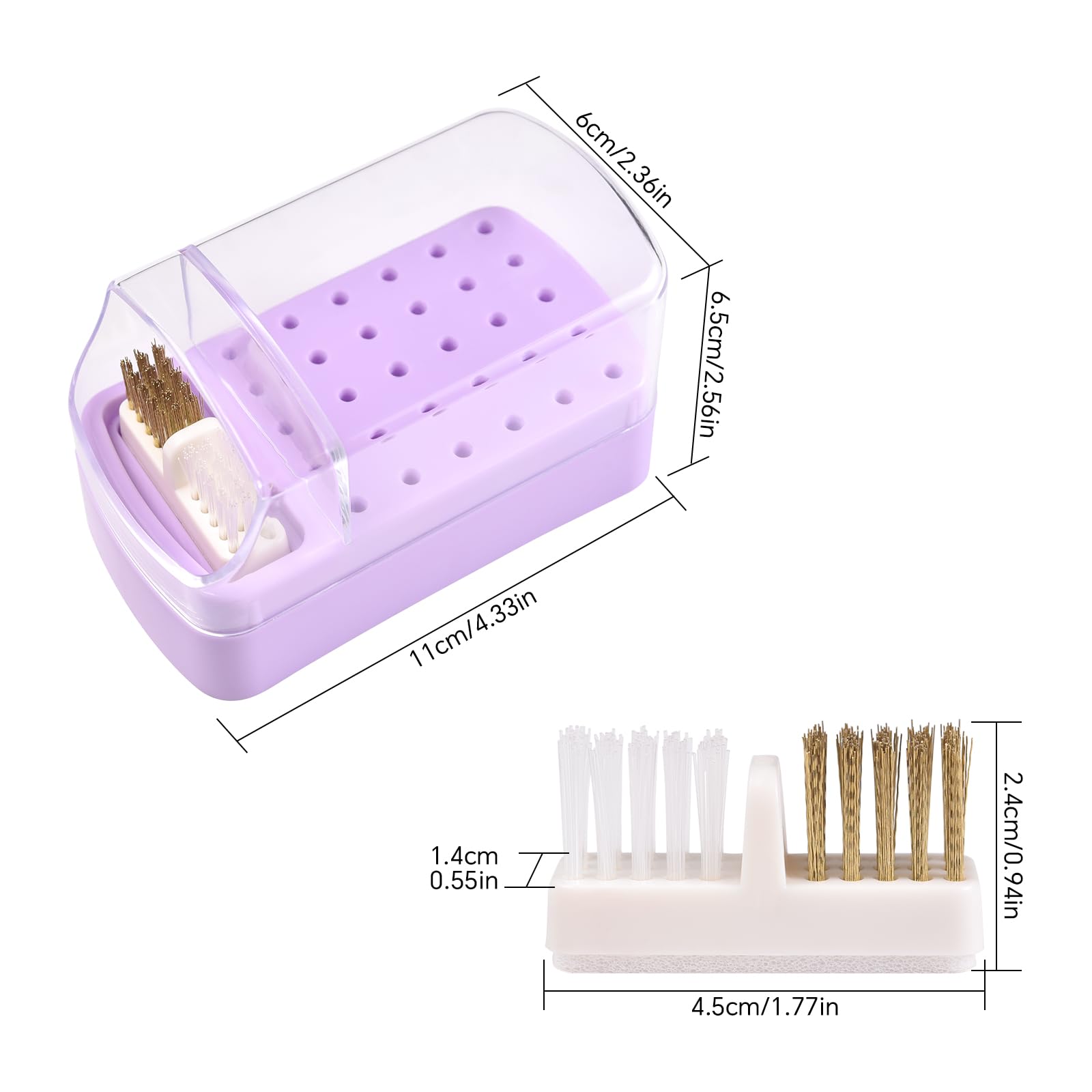 siyuwuro 2 in 1 Nail Drill Bit Holder & Nail Drill Bit Cleaner Brush Case 30 Holes Dustproof Nail Drill Bit Display Stand Organizer Box Manicure Drill Bits Cleaning Brush Bits Storage Tool, Blue