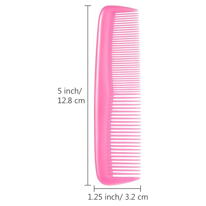 Leinuosen 12 Pieces Hair Combs Set Pocket Plastic Fine Tooth Dressing Comb for Women and Men, Peines Para Cabello(Yellow, Purple, Green, Blue, Red, Pink)