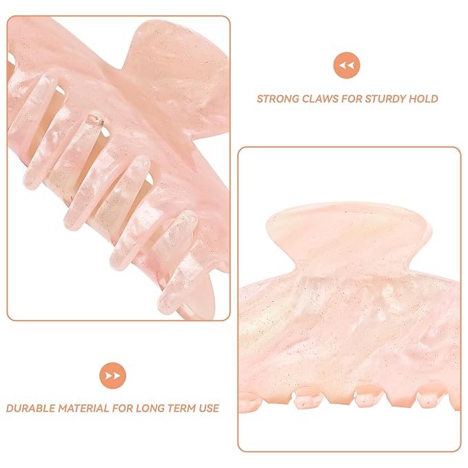 ACO-UINT 2 Pack Hair Claw Clips for Women Acrylic Claw Clips for Thick Hair Non-slip Clip for Hair Large Claws Hair Accessories for Women and Girls（White&Pink