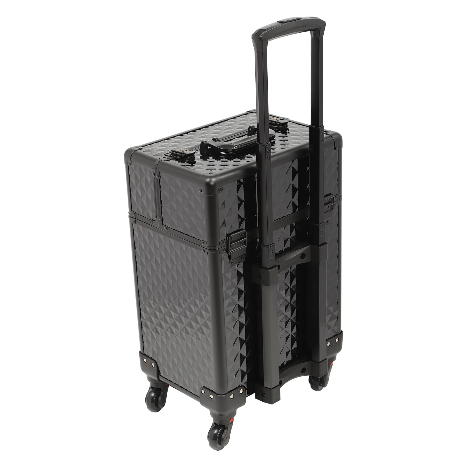 GUEYYSAN Rolling Makeup Case, Nail Storage Box with Wheels Portable Makeup Trolley for Beauty Studio Hairdressers Nail Technician (Black)