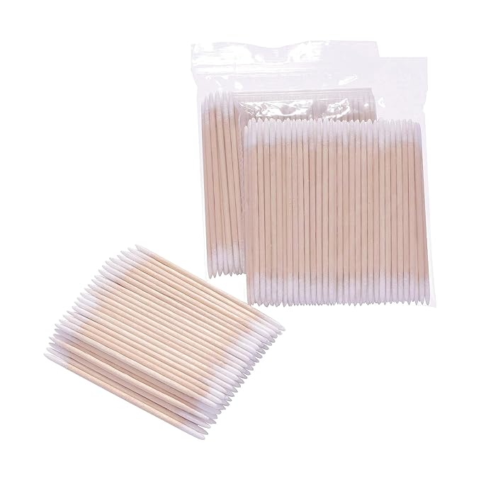 1000pcs Double Side Wood Cotton Swab Microbrush Eyelash Sticks Cleaning Swabs Nails Ear Toothpicks Cosmetic Eye Lash Glue Removing Tools (500PCS)