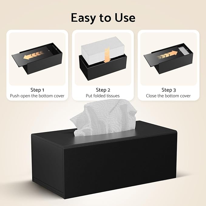 HIIMIEI Acrylic Tissue Box Cover Tissue Holder Napkin Dispenser for Home Office Restaurant-Black