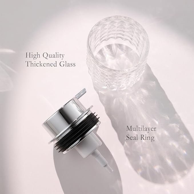 CICUFY Foaming Hand Soap Dispenser, Glass Foam Soap Dispenser or Lotion Dispenser for Kitchen & Bathroom Refillable Clear Glass Liquid soap Dispenser with Large Silver Pump-1 Pack
