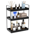 Bathroom Countertop Organizer, 3 Tier Metal Vanity Counter Skincare Shelf, Matte Black Under Sink Standing Rack With Acrylic Tray, Home Storage Holder For Lotion Makeup Cosmetics Perfume Spice