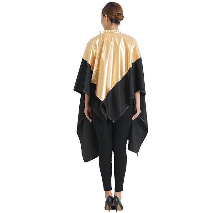 SMARTHAIR Professional Salon Cape Polyester Haircut Apron Shampoo & Chemical Resistant Haircut Cape,54”x62”,Gold & Black,C007013C-G