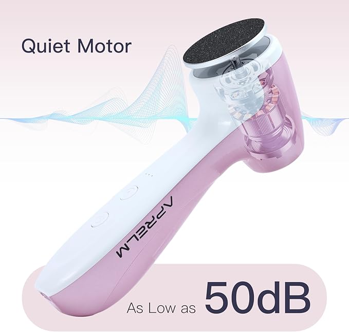 APRELM Rechargeable Electric Foot Callus Remover with 3-Sizes 120Pcs Sandpaper Discs, Professional 1000RPM 3-Speed Control Electric Foot File (E7 Pink)