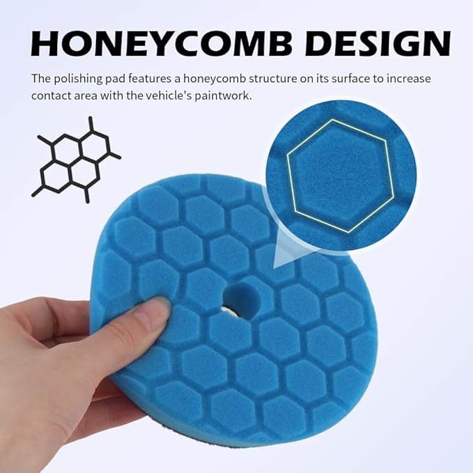 5PCS 6 Inch Polishing Pads Kit Sponge & Polyester,Heavy Duty Reusable Car Buffing Pads Kit for Car Paint/Body,Hook and Loop Buffer Pad Fit 5 Inch Adapter Cars Accessories