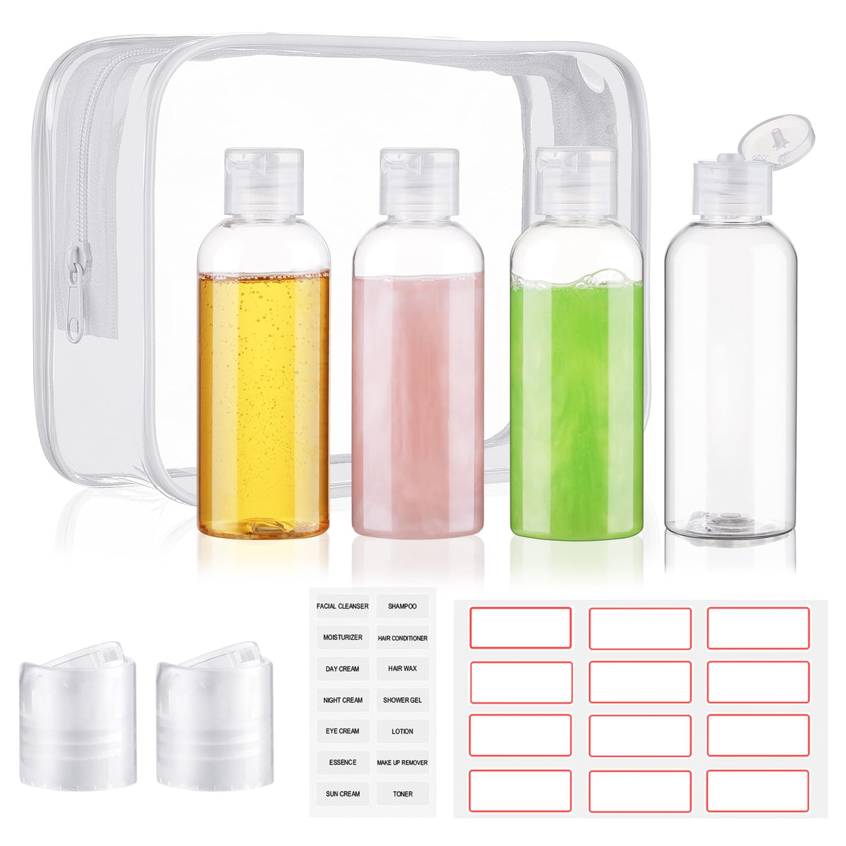 Wowang Travel Bottles for Toiletries 3.4oz 4 Pack TSA Approved Leak-Proof Travel Size Containers Squeezable Empty Plastic Toiletry Bottles for Shampoo, Conditioner, Body Wash (Brown)