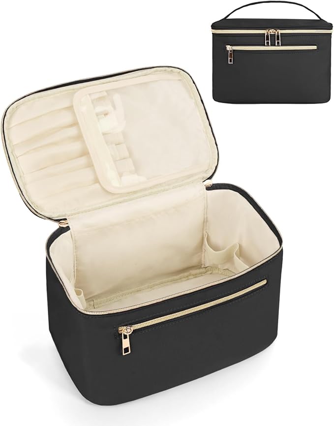Wandering Nature Makeup Bag, Women Travel Make Up Vanity Case with Handle