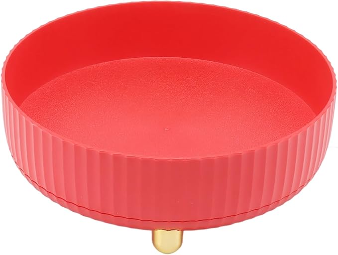 Fydun Rotating Plate, 360 Degree Storage Rack Organizer Round Cosmetic Shelf Basket Turntable for Kitchen Cabinet Pantry Small White Lazy Susans Refrigerator (Red)