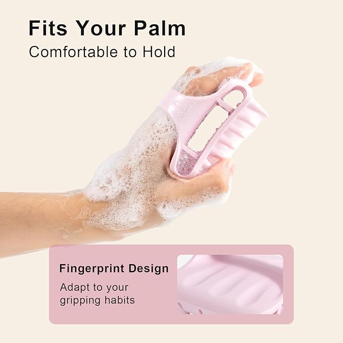 RHOS Shampoo Brush, Soft Silicone Scalp Scrubber, Scalp Massager for Wet & Dry Hair, Curved Vented Hair Scrubber for Dandruff Removal (Pink)