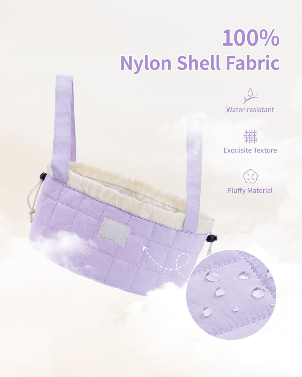 Narwey Quilted Drawstring Makeup Bag, Large Cosmetic Bag Cute Make up Bags Toiletry Bag Travel Bags for Toiletries Organizer for Women Gift for Teen Girls (Purple) (Patent)