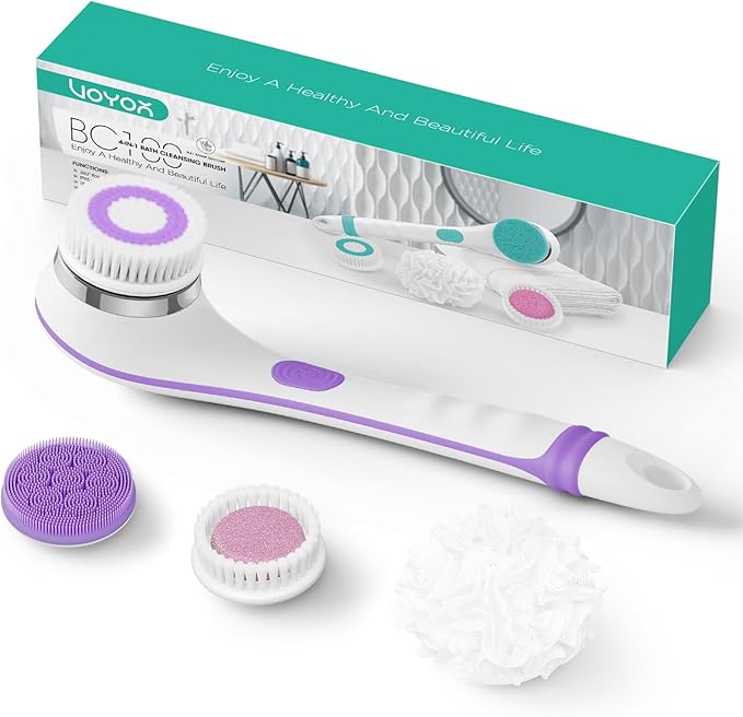 VOYOR Electric Silicone Body Scrubber, Back Brush for Shower Rechargeable