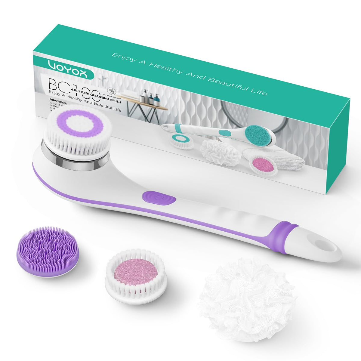 VOYOR Electric Silicone Body Scrubber, Back Brush for Shower Rechargeable