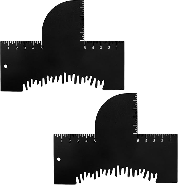 Penitue 2pcs Barber Enhancement Cards with Measurement Indicators, Reusable Hairline & Beard Shaping Tool Color Spray Edge Alignment Tool for Men's Beard & Hair Styling (Black)