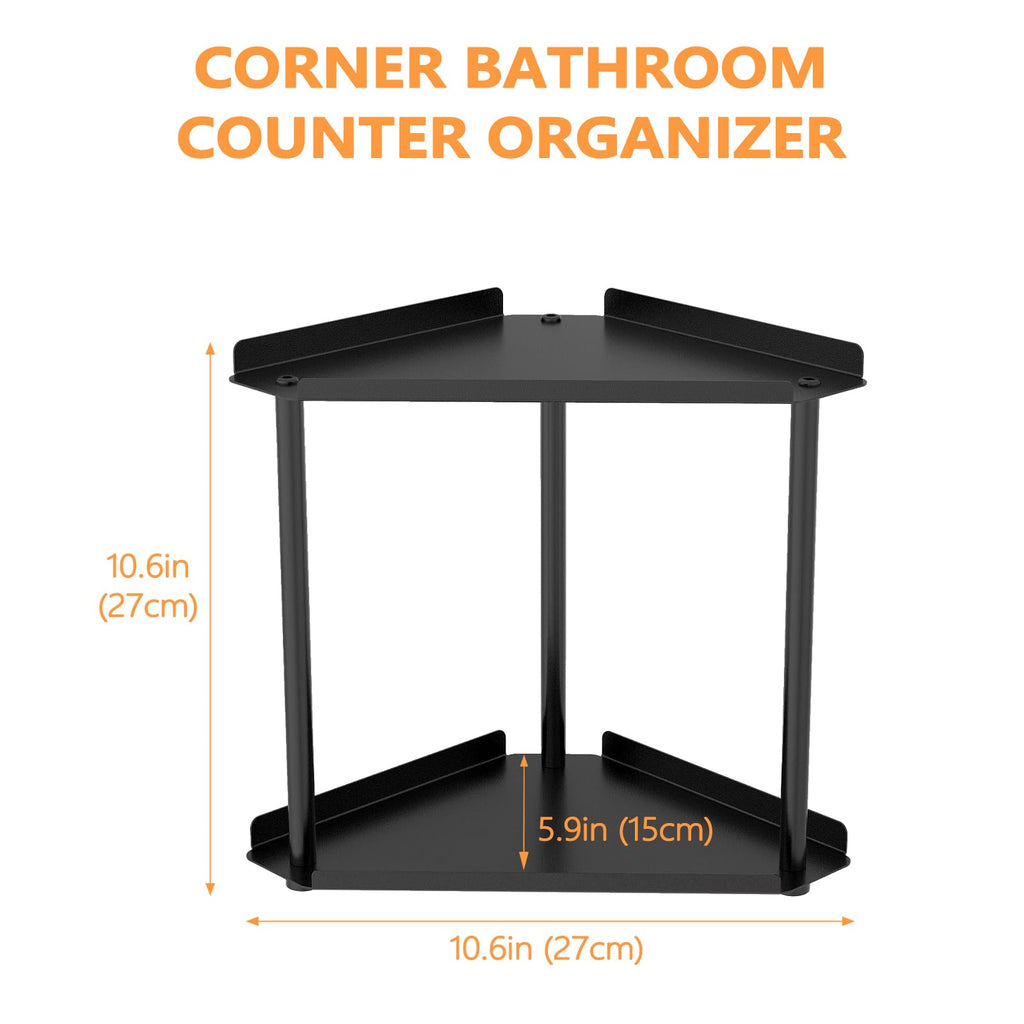 FLE Corner Bathroom Counter Organizer, Bathroom Organizer Countertop Black