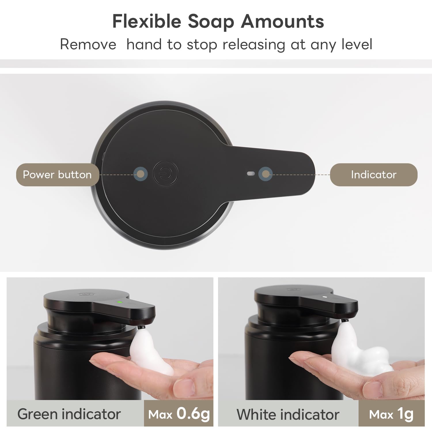 Automatic Foaming Soap Dispenser, Rechargeable Touchless Foam Hand Soap Dispenser for Bathroom, Soap Pump for Kitchen, Water-Resistant, Xmas Gift 10oz, Black