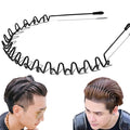 Vrose Flosi Metal Headband for Men - Zig Zag Wavy Hair Band for Thick Curly Hair Non-Slip Slicked Back Headband with Safe Ball-End Tips to Prevent Forehead Acne Black Wire Hair Accessories