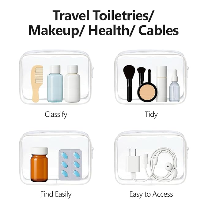 PACKISM TSA Approved Toiletry Bag - Clear Makeup Bag for Travel, White