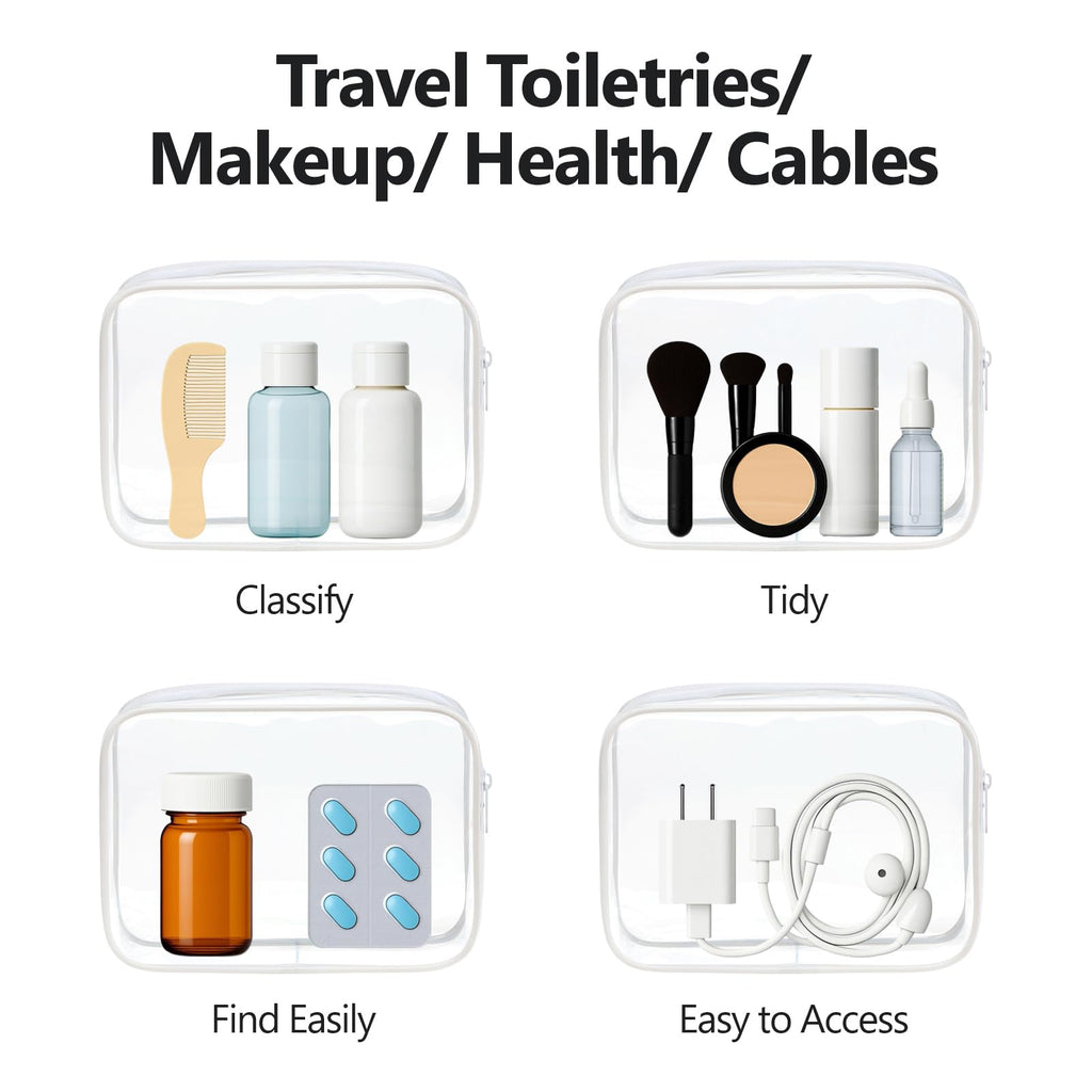 PACKISM TSA Approved Toiletry Bag - Clear Makeup Bag for Travel, White