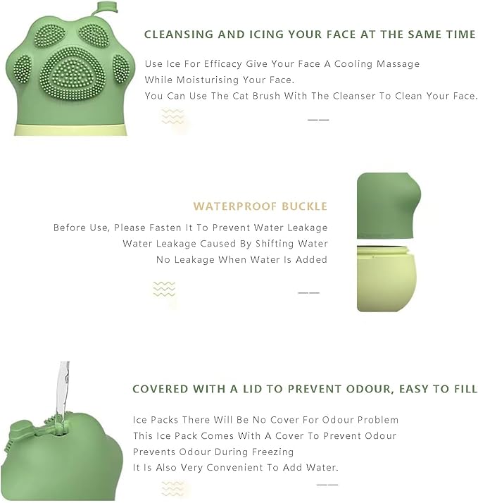 Ice Roller Face, with Silicone Ice Facial Cleansing Brush Silicone Ice Facial Roller, Creative Facial Massage Ice Compress