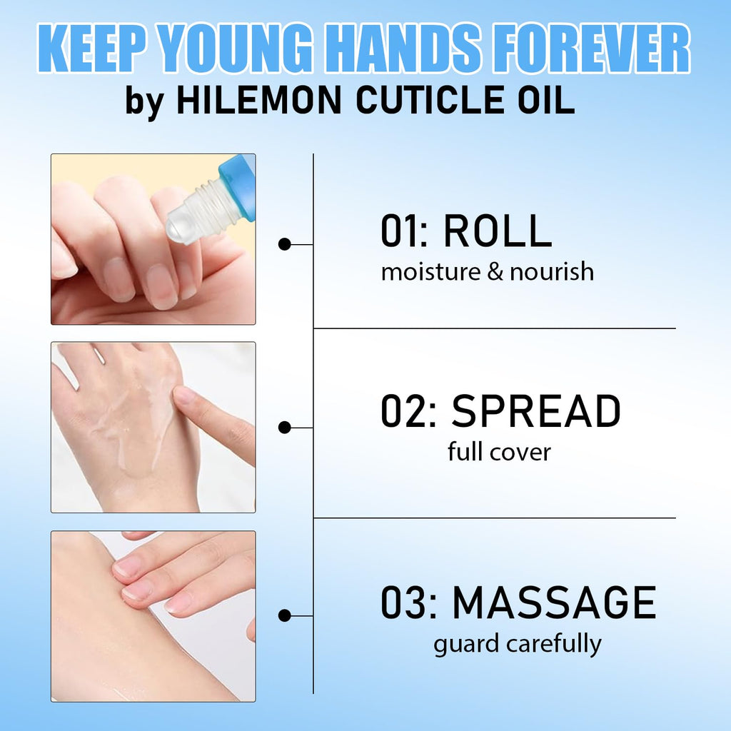 HiLemon Natural Cuticle Oil for Nails Essential Oil Revitalizing Overnight Hydration for Dry Cuticles with Vitamin E Repaired Softener Nail Strengthener Protector for Damaged Skin