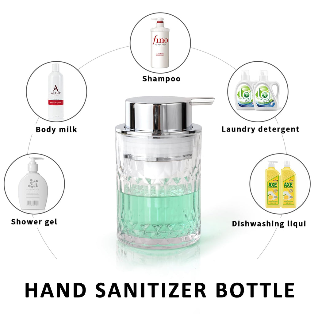 Bathroom Glass Soap Dispenser with Durable Rust-Proof Plastic Foam Pump Hand Lotion Dispenser Antislip Shampoo Kitchen 10oz 2 Pack