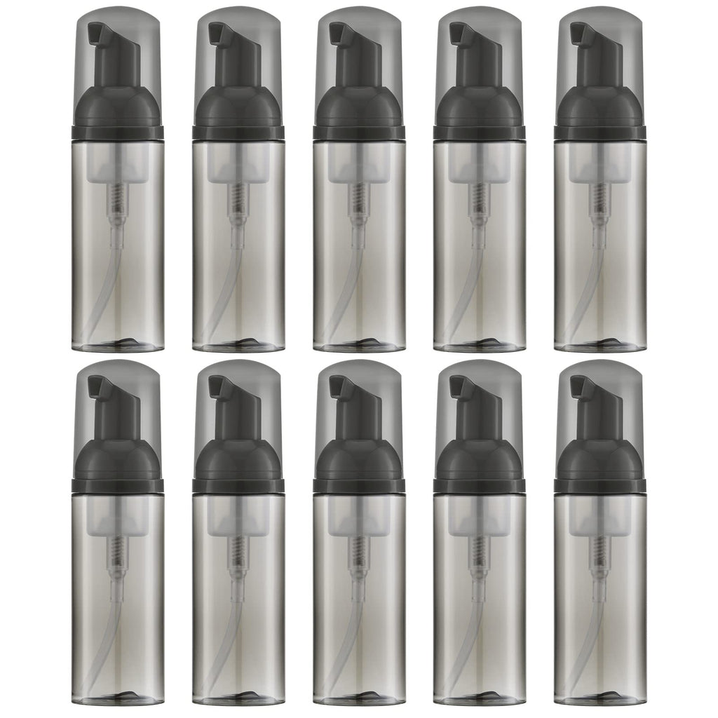 Owlyee Travel Foam Pump Bottle - 2oz Small Size Foaming Hand Soap Dispenser - Mini Portable Mousse Lash Shampoo Kit Container for Hair - Empty Leak Proof Plastic Black Foamer 10Pack