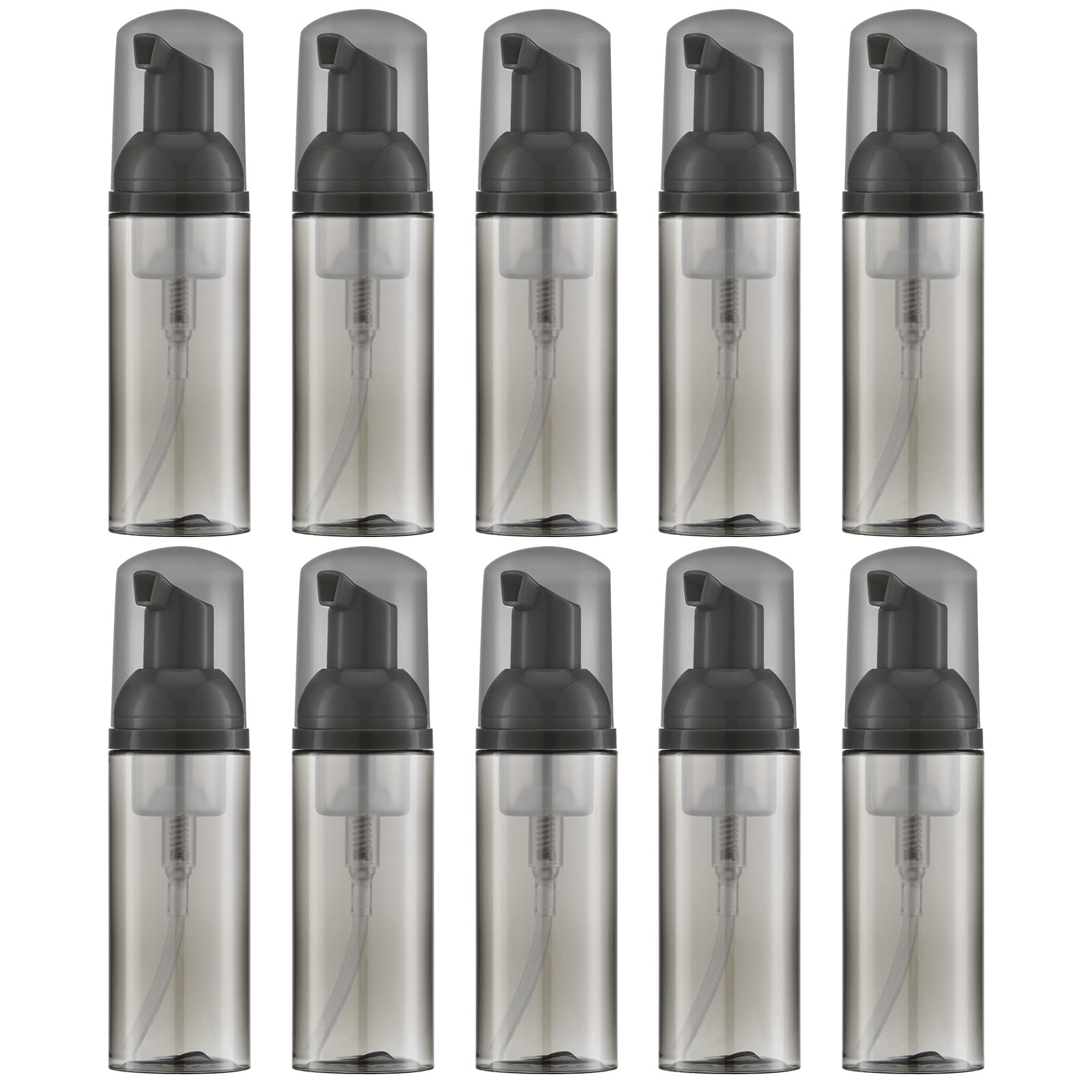 Owlyee Travel Foam Pump Bottle - 2oz Small Size Foaming Hand Soap Dispenser - Mini Portable Mousse Lash Shampoo Kit Container for Hair - Empty Leak Proof Plastic Black Foamer 10Pack